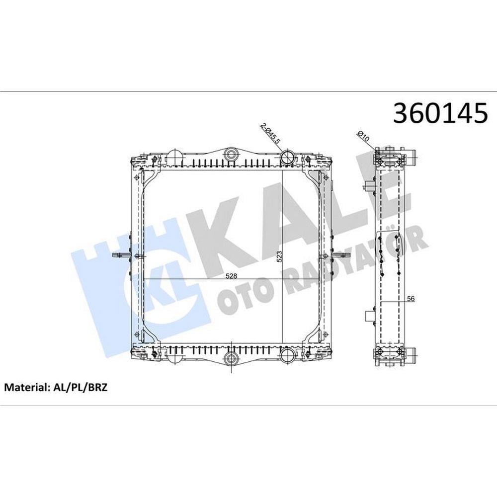 MOTOR SU RADYATÖRÜ (ÇERÇEVELI) (MT) (56MM) DAF LF 45 130/150/160/170 01=>; EURO 3