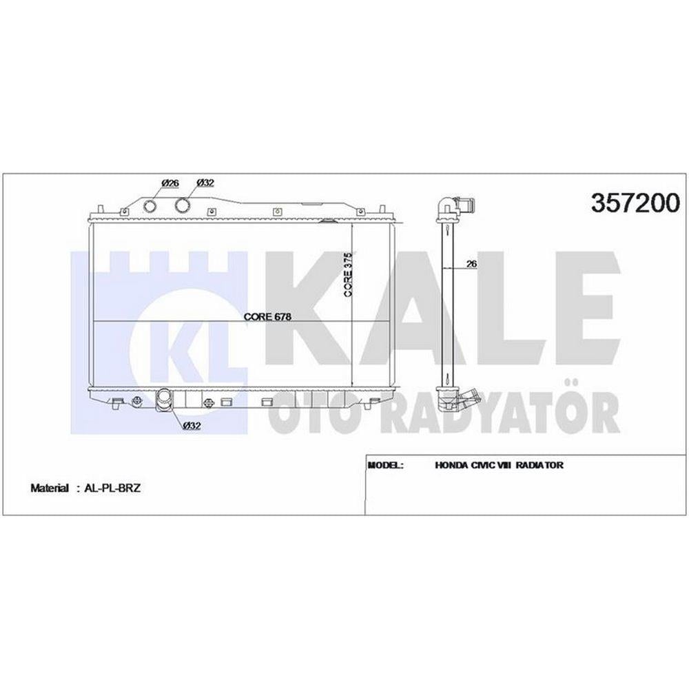 MOTOR SU RADYATORU HONDA CIVIC SEDAN 2006 2012 MANUEL VITES (375X678X26)