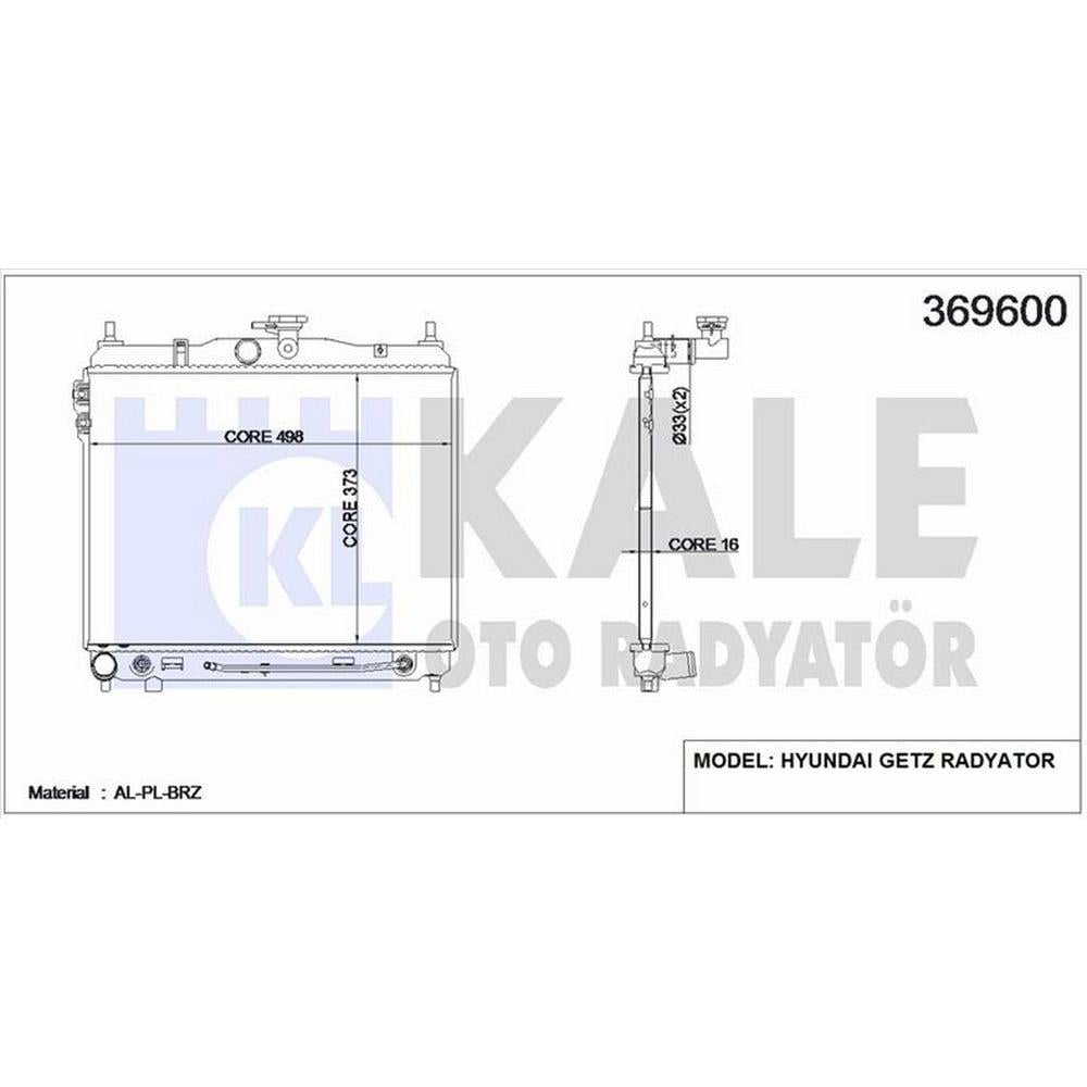 MOTOR SU RADYATORU HYUNDAI GETZ 02> BENZINLI OTOMATIK (370X488X26)