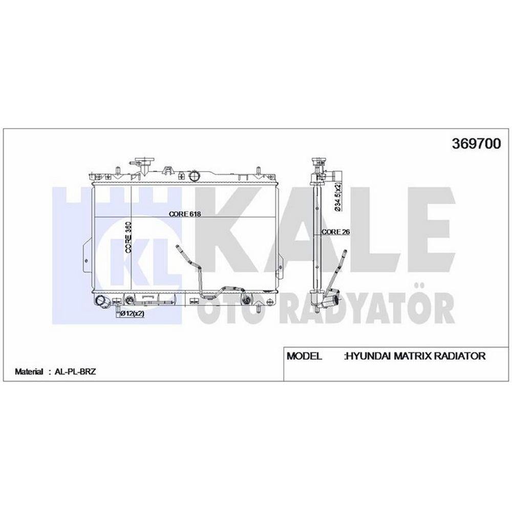 MOTOR SU RADYATORU HYUNDAI MATRIX 1,5 CRDI 2006> OTOMATIK (360X618X22)