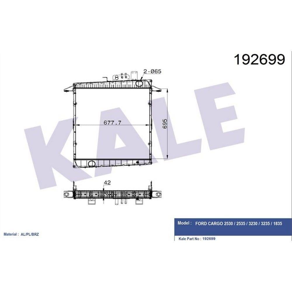 MOTOR SU RADYATORU KOMPLE ALUMINYUM - FORD CARGO / 2530-2535-3230-3235-1835 CEKICI (BORULU) / (EURO