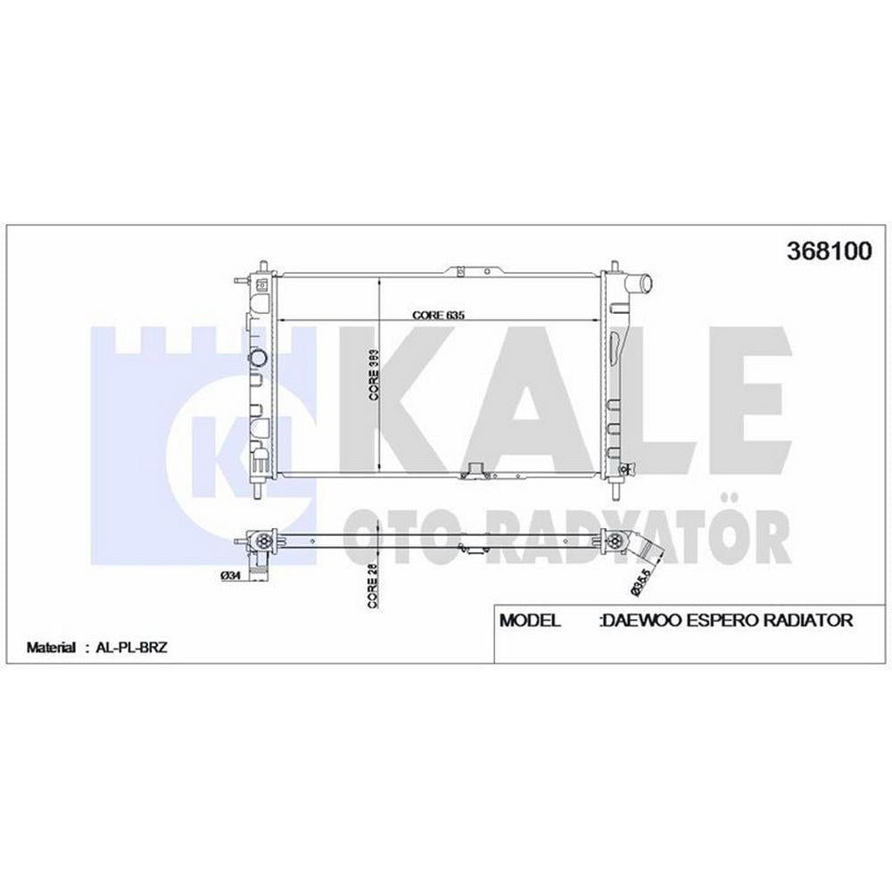 MOTOR SU RADYATORU [MEKANIK] DAEWOO ESPERO 1.8 95<97 (635X383X26)