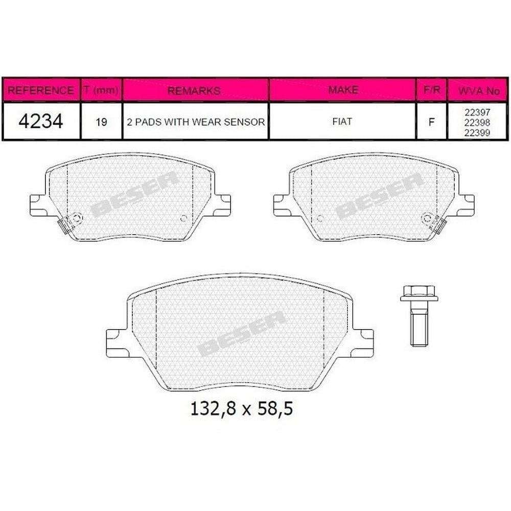 ON FREN BALATASI FIAT EGEA 1.3 / 1.4 / 1.6D MULTIJET 15>