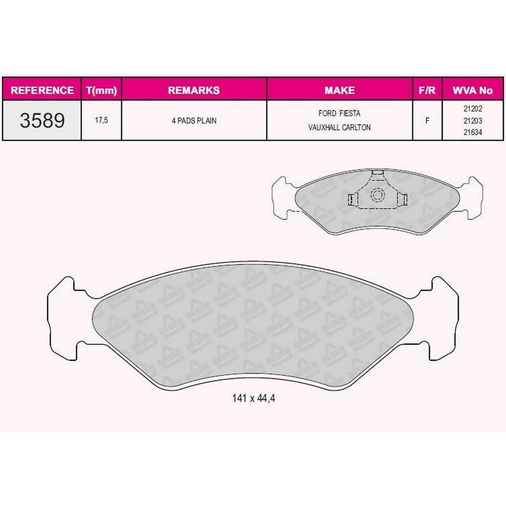 ON FREN BALATASI FIESTA 89> 02 FORD KA 96>08 MAZDA 121 III 96>03
