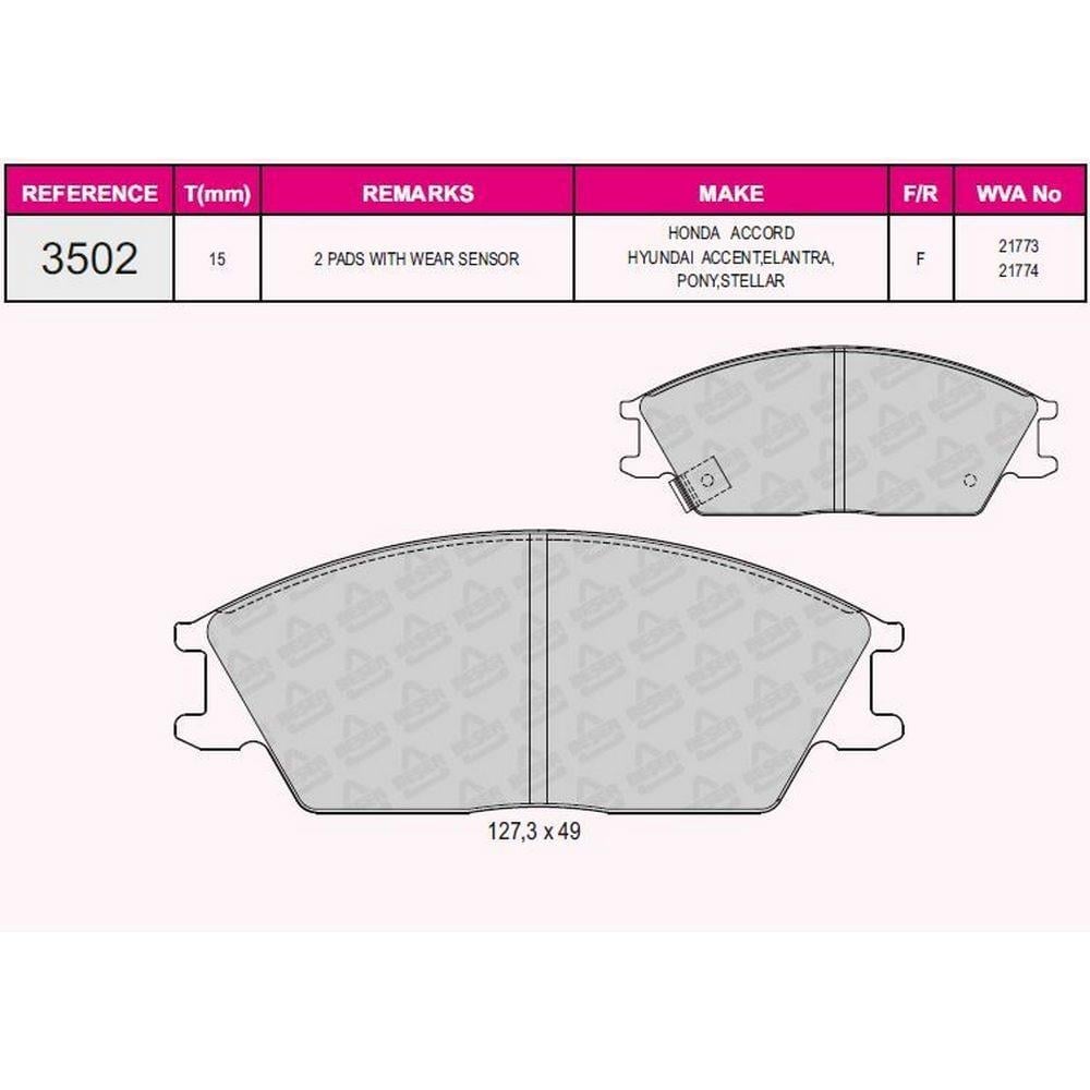 ON FREN BALATASI HYUNDAI ACCENT 1995-2005 GETZ 2002-> EXCEL 1990-1994