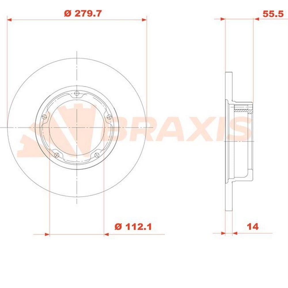 ON FREN DISK AYNASI J9 EM OLCU: (CAP: 280MM, KALINLIK:14MM, GENISLIK: 55,5MM)