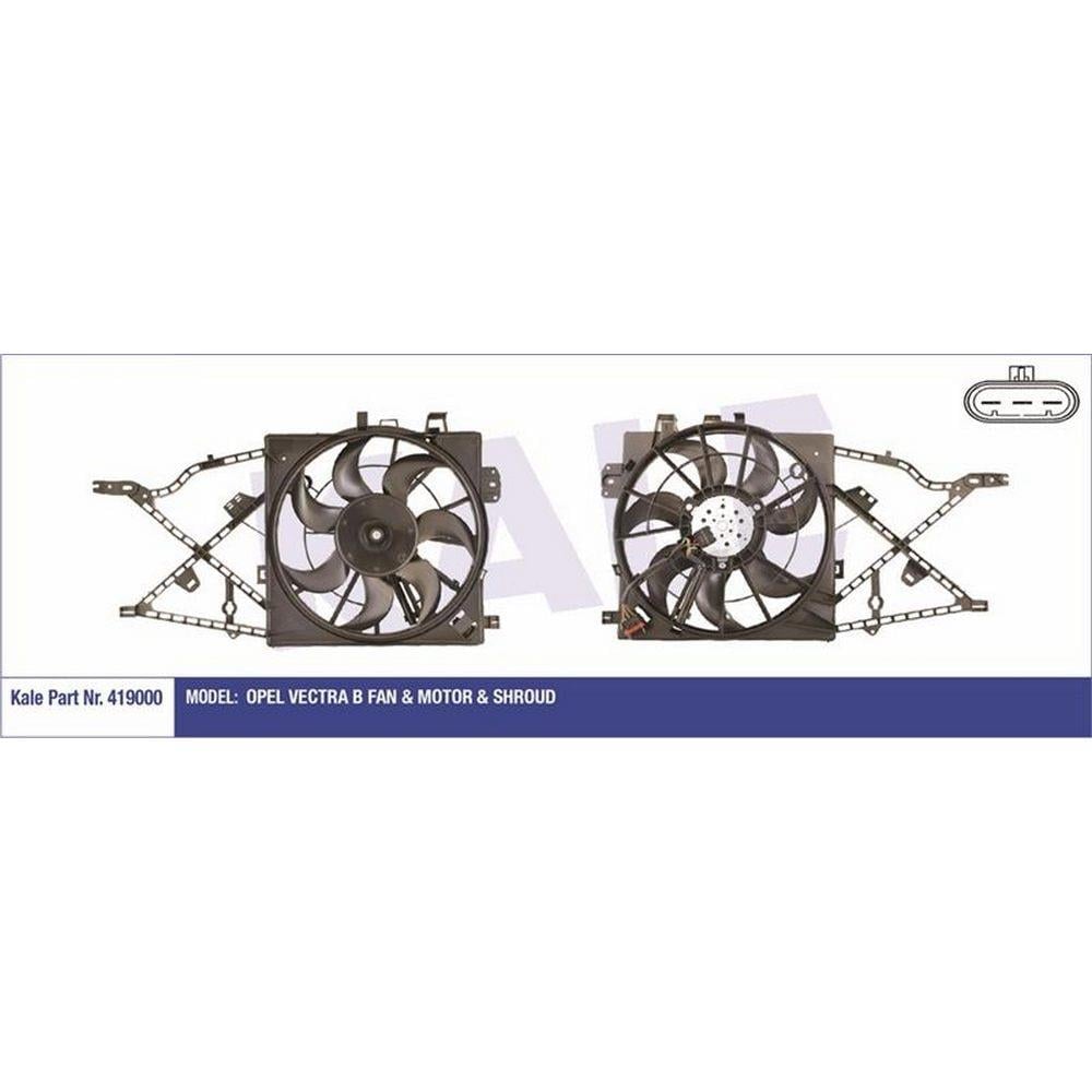 RADYATOR FAN MOTORU+DAVLUMBAZ KOMPLE VECTRA B 240 / 160W 390MM