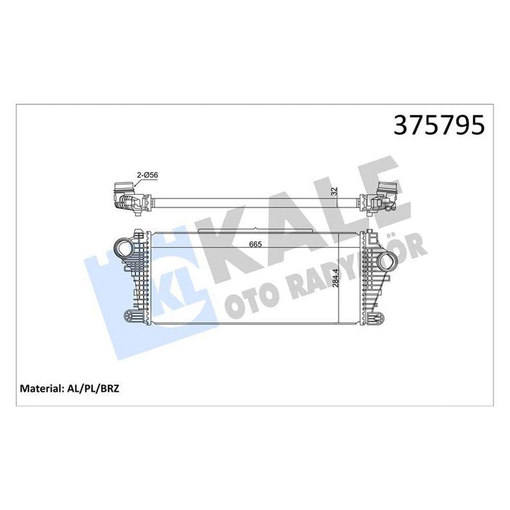 TURBO RADYATORU OPEL INSIGNIA B 1.5 17> 1.6TURBO 18> (BRAZING) (665X284,4X32)
