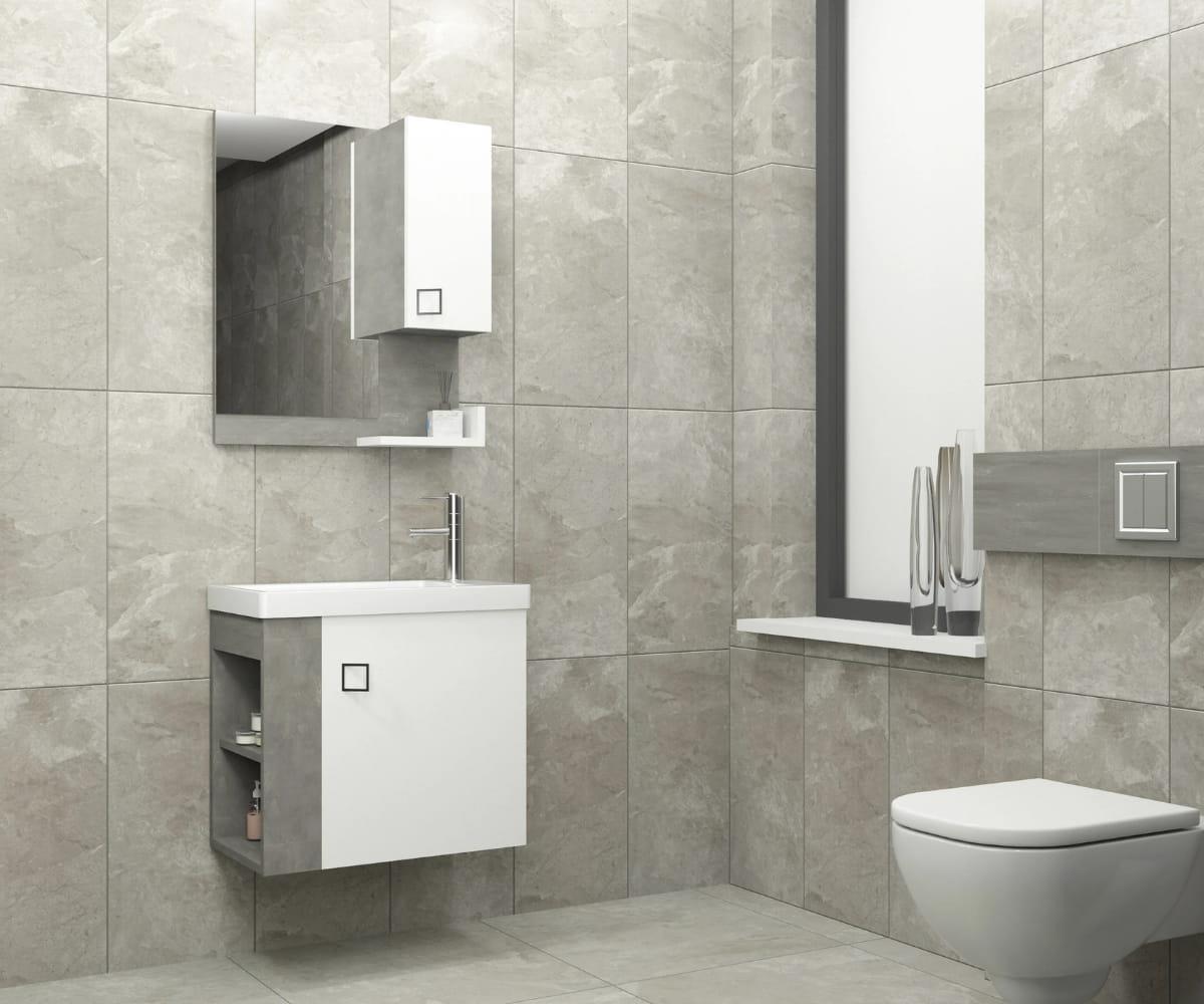 Aquanil Poly Banyo Dolabı 60cm Retro Gri