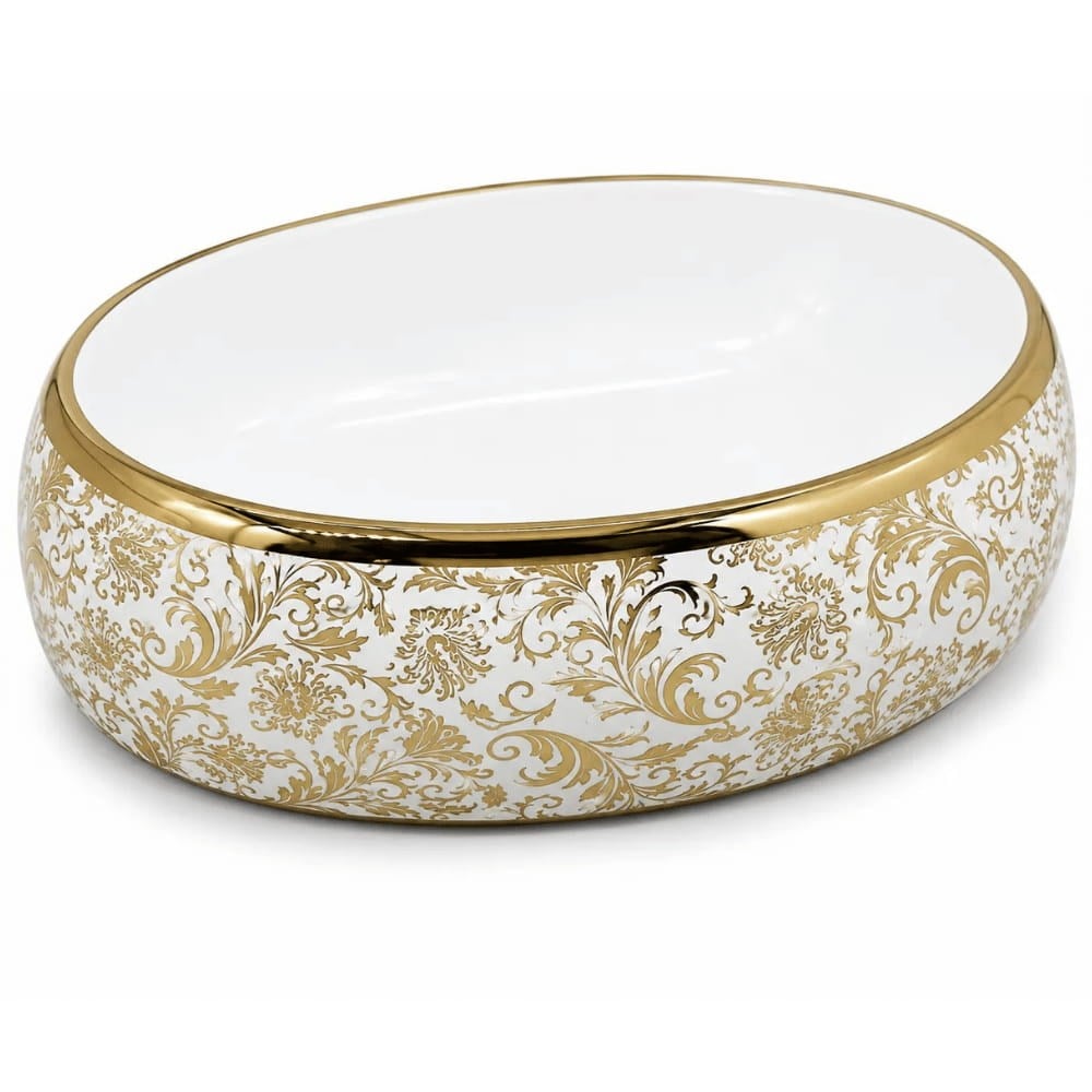 Arvitsa Beyaz Gold Desenli Çanak Lavabo 48x34