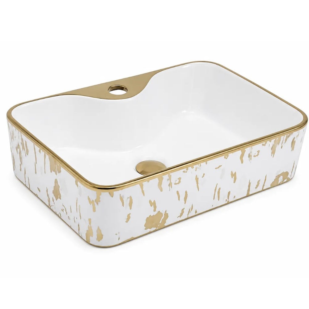 Arvitsa Tezgah Üstü Gold Beyaz Lavabo