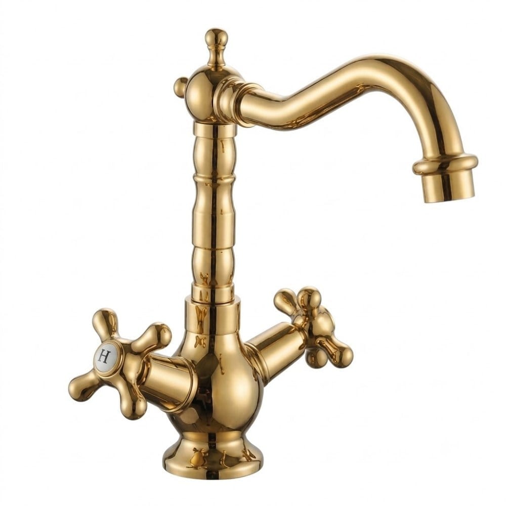 DGN Konsept Rustik Çevirmeli Gold Lavabo Bataryası