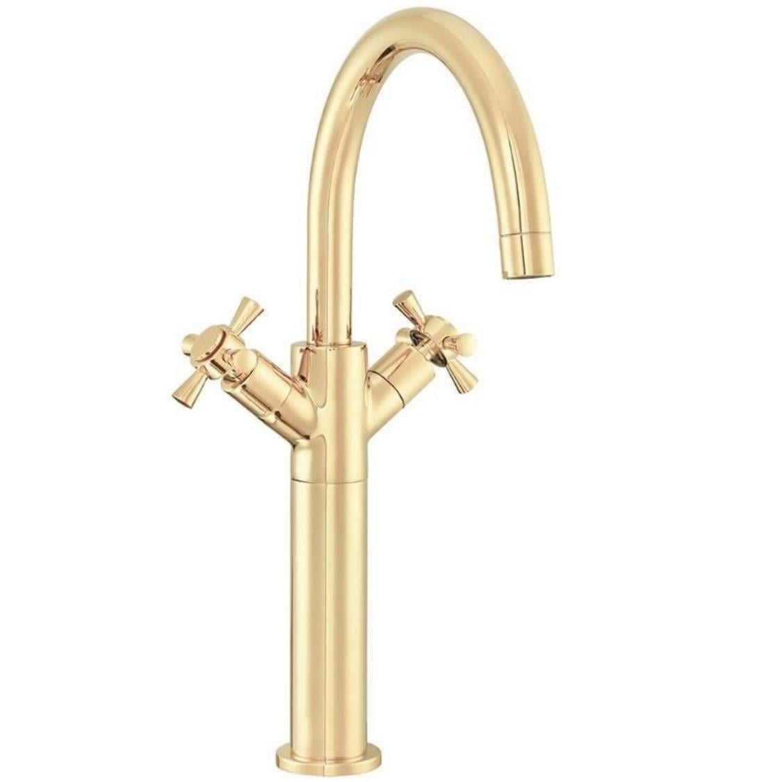 E.C.A Quadrille Yüksek Boy Lavabo Bataryası Gold