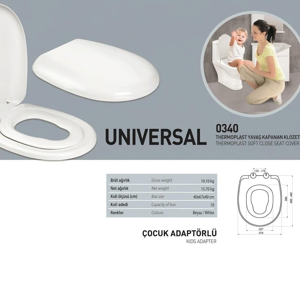 Nkp Universal Çocuk Adaptörlü Thermoplast Yavaş Kapanan Klozet Kapağı