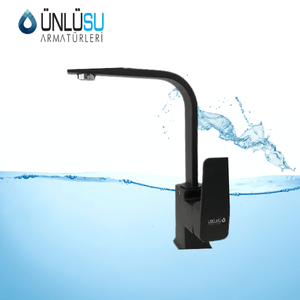 ÜnlüSu Kare Lavabo Bataryası Siyah