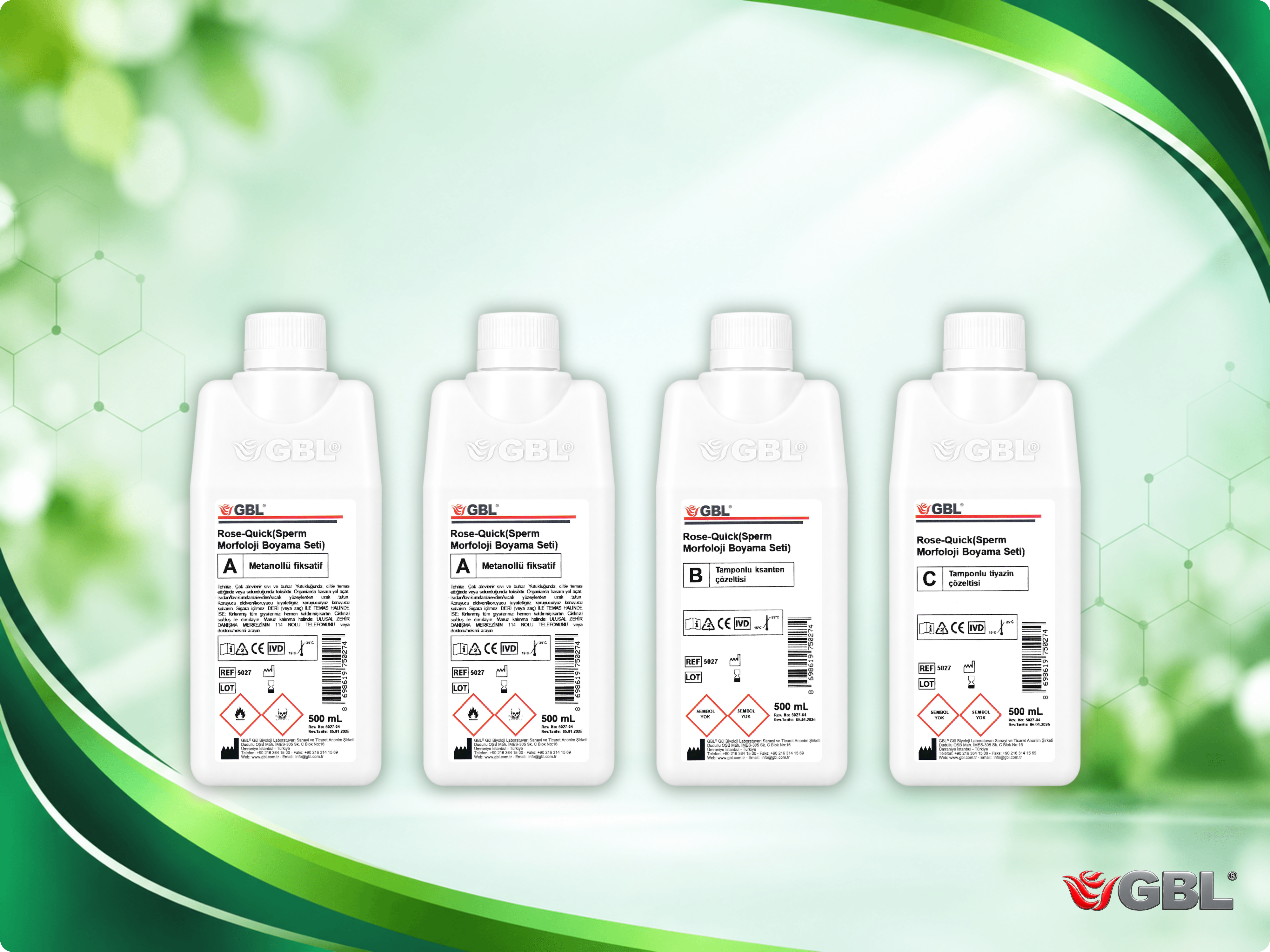 Rose-Quick (Sperm Morfoloji Boyama Kiti), 500 ml, 1000 Test