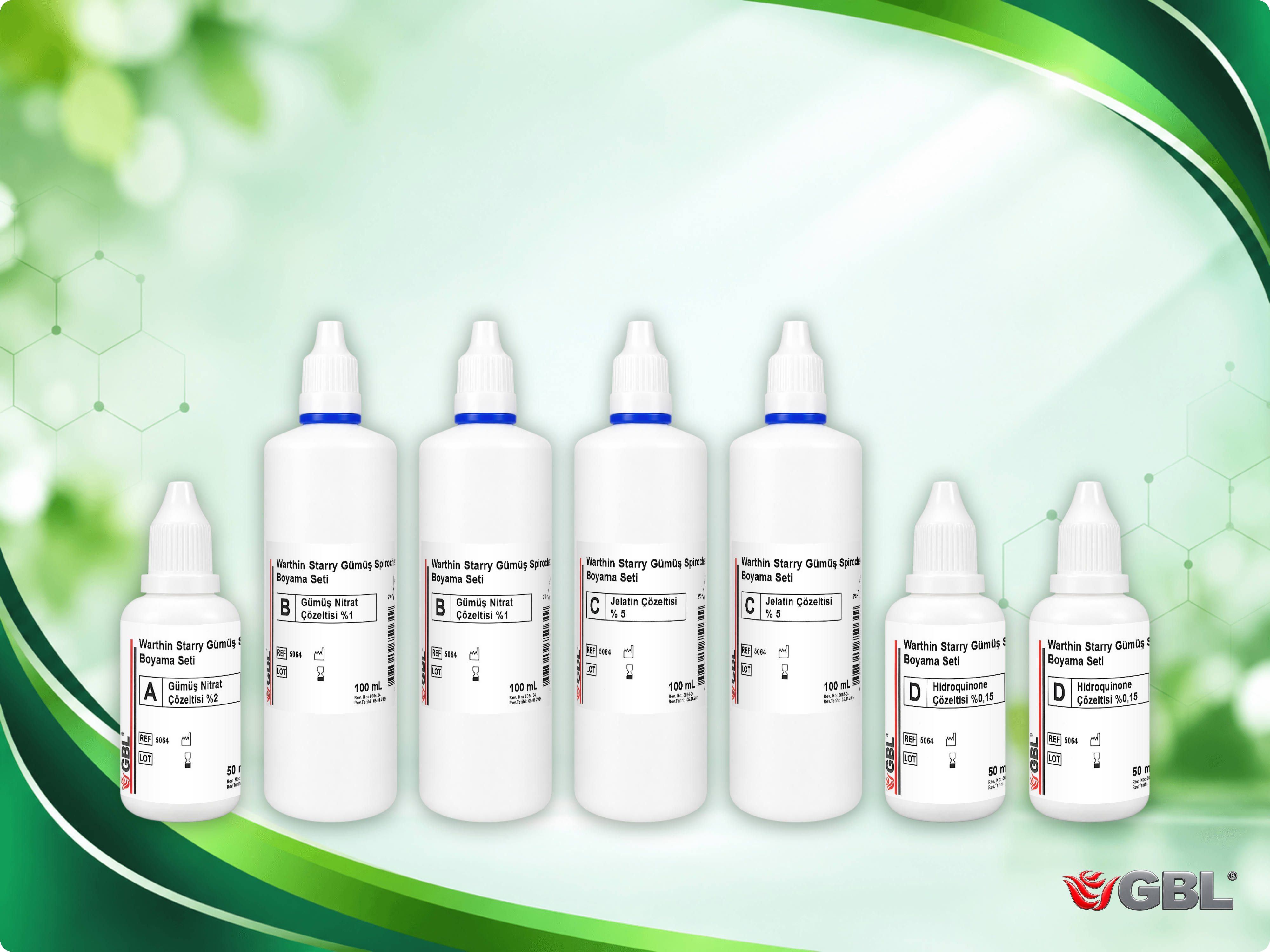 Warthin Starry Gümüş Spirochetes Boyama Seti, 50 ml, 100 Test