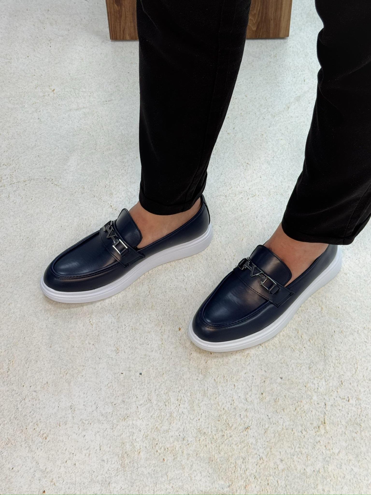 RG kalın taban tokalı siyah erkek ayakkabısı 