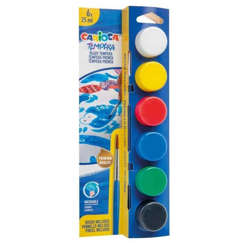 CARIOCA 40433 TEMPERA SULUBOYA SÜPER YIKANABİLİR FIRÇALI 6*25 ML 6 RENK