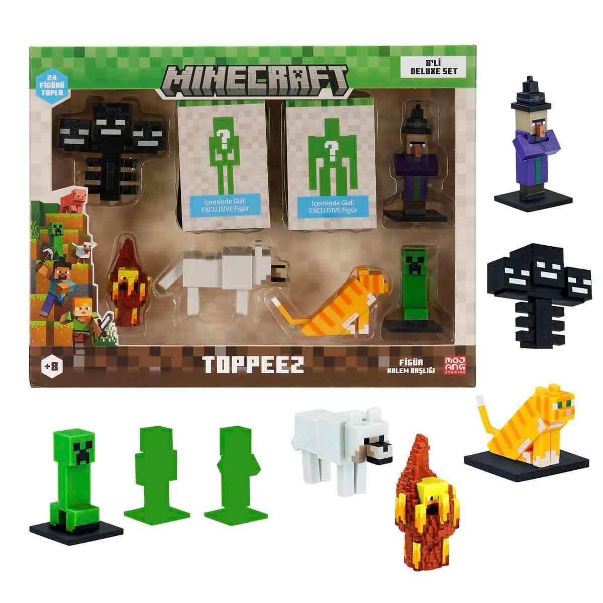 NECO PMI / MC2070 MİNECRAFT 3D FİGÜR TOPPEEZ 8 Lİ DELÜKS SET ASORTİ