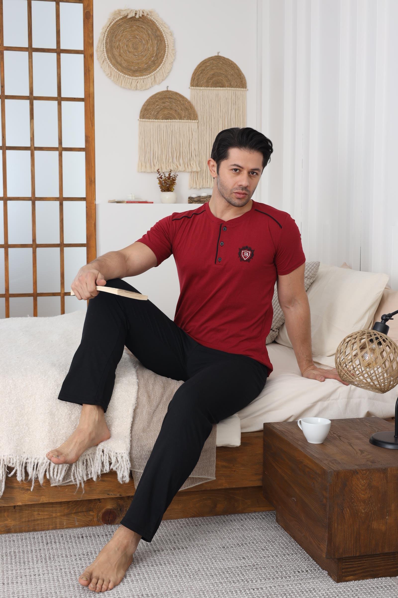 ERKEK SÜPREM PENYE KISA KOL PIJAMA TAKIMI