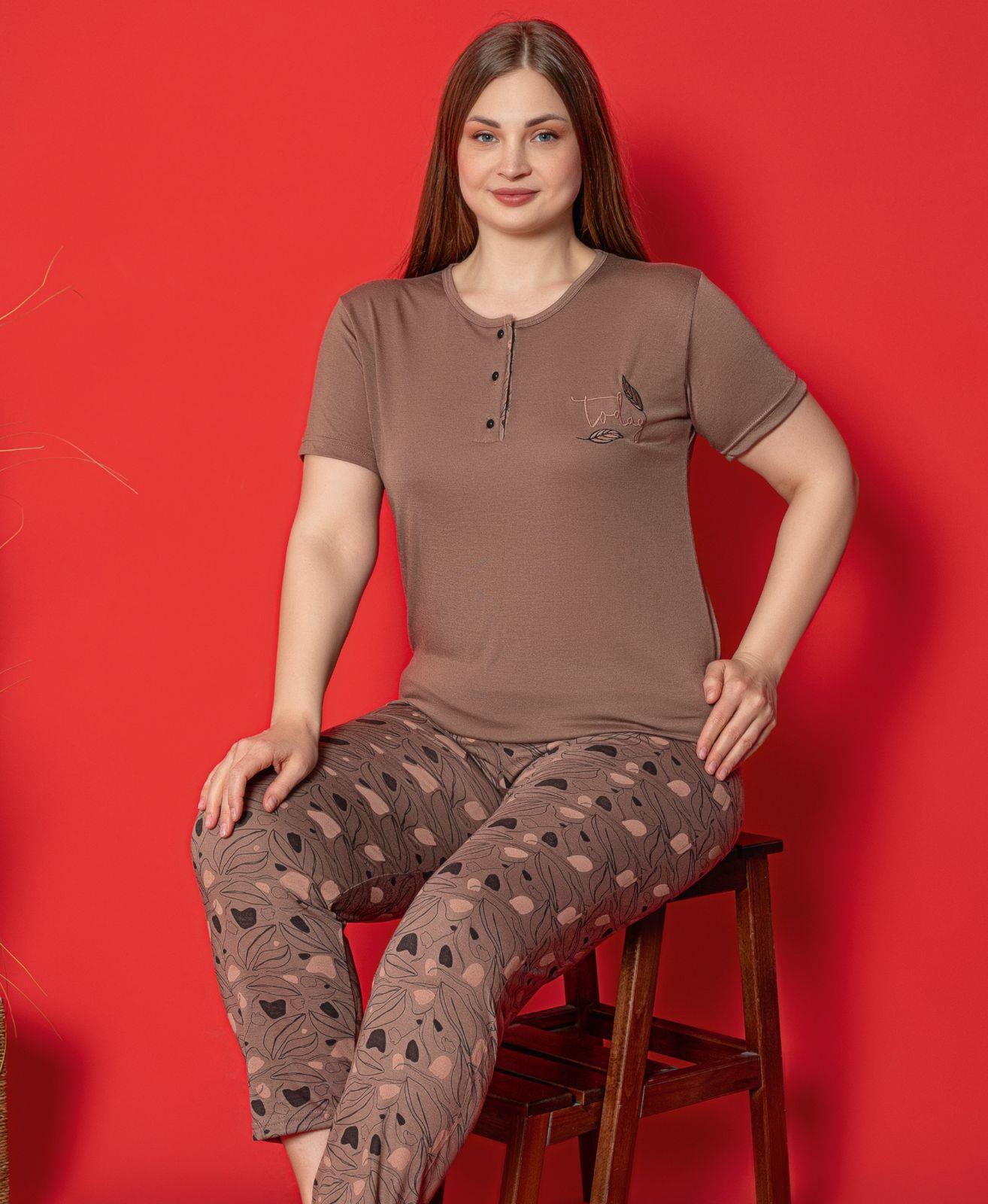KADIN PAMUK VİSKON KISA KOL PIJAMA TAKIMI