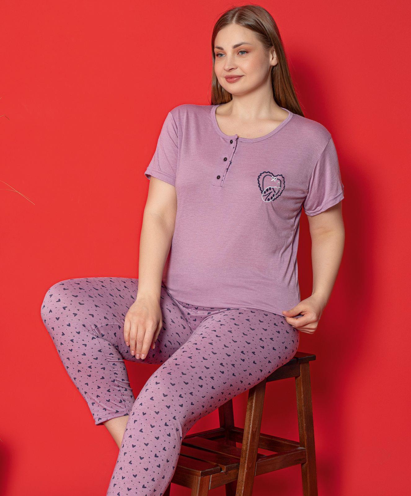 KADIN PAMUK VİSKON KISA KOL PIJAMA TAKIMI