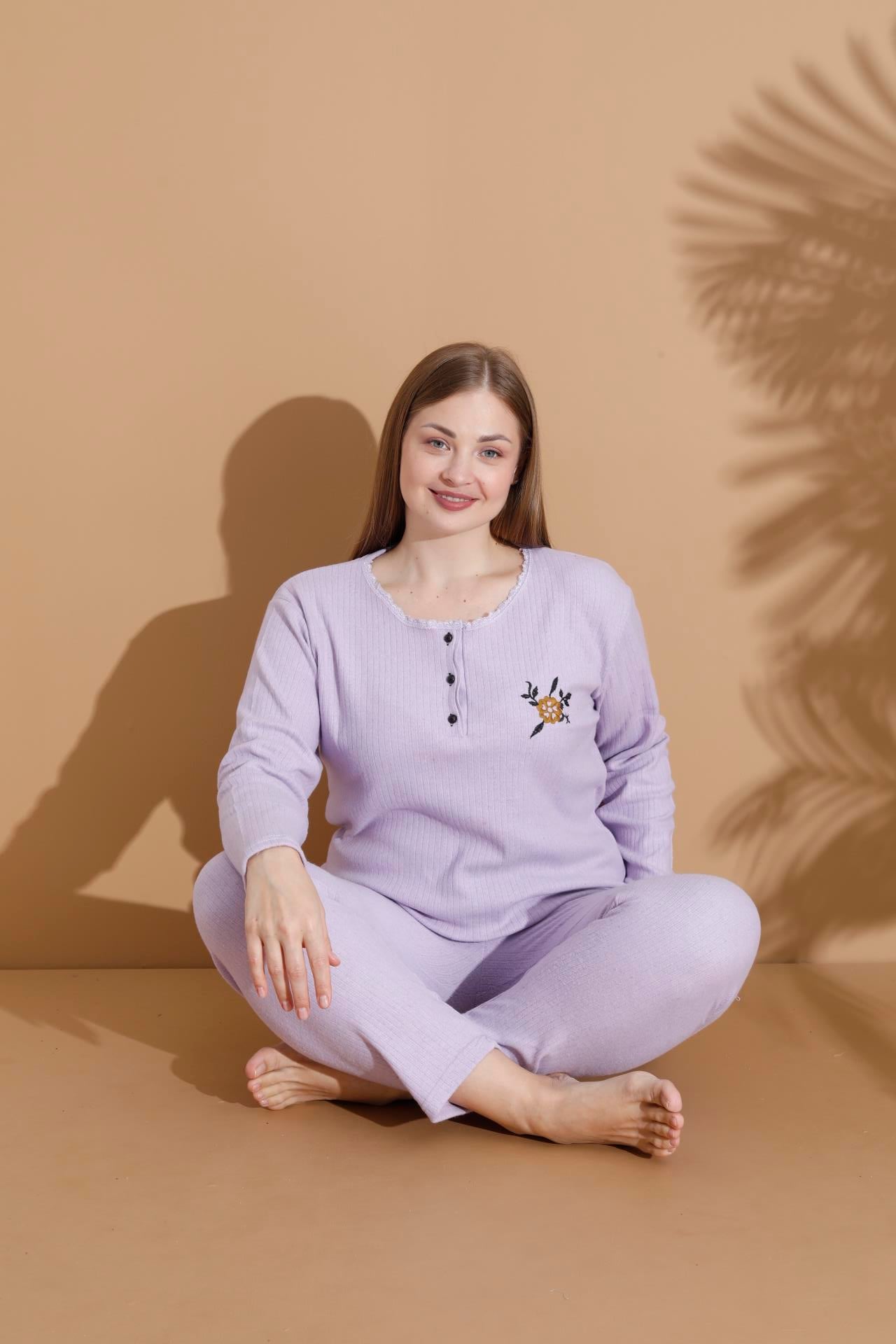 KIŞLIK GENİŞ KALIP ANNE UZUN KOLLU PIJAMA TAKIMI