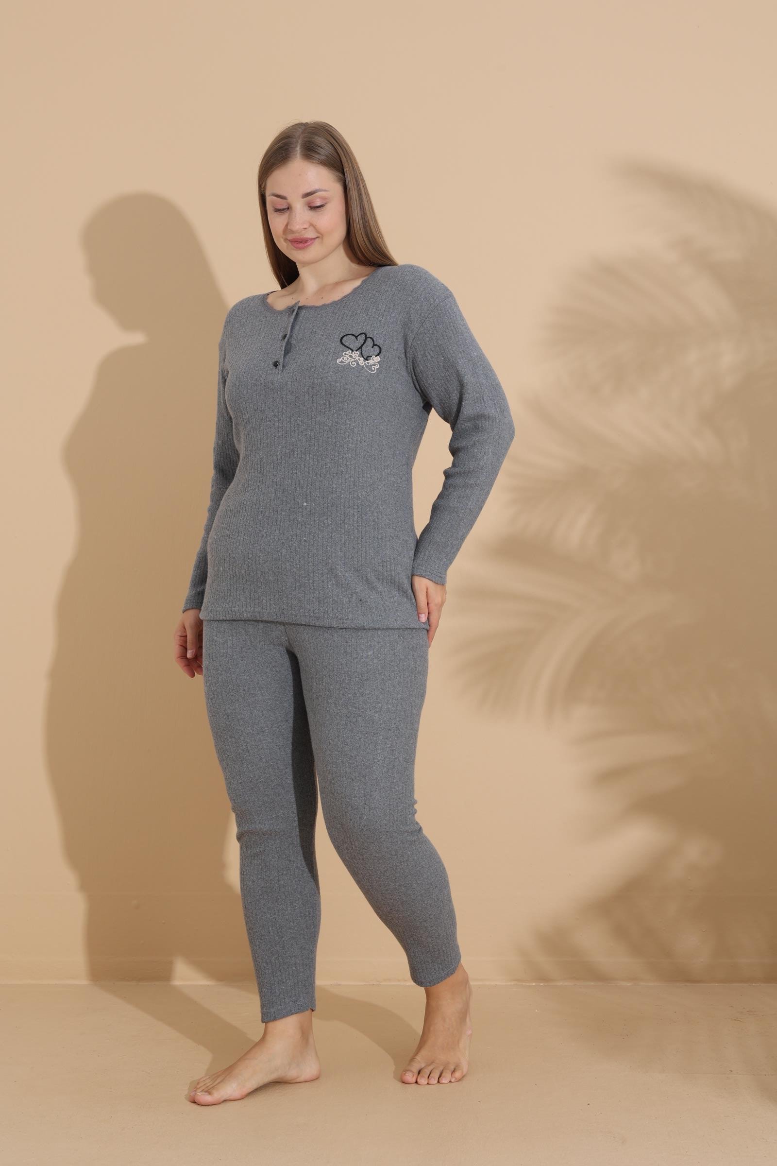 KIŞLIK GENİŞ KALIP ANNE UZUN KOLLU PIJAMA TAKIMI