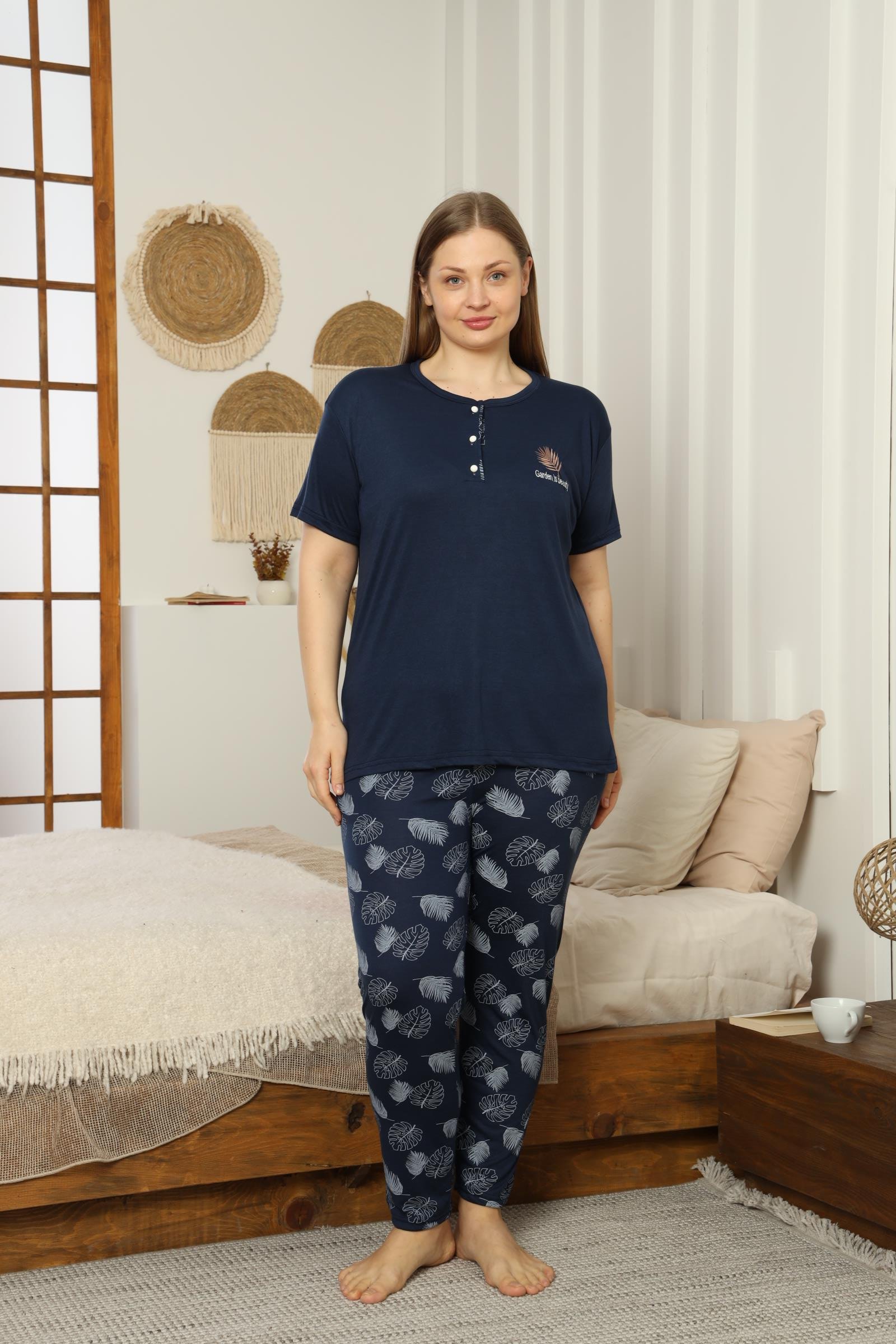 VİSKON BATTAL KISA KOL PIJAMA TAKIMI