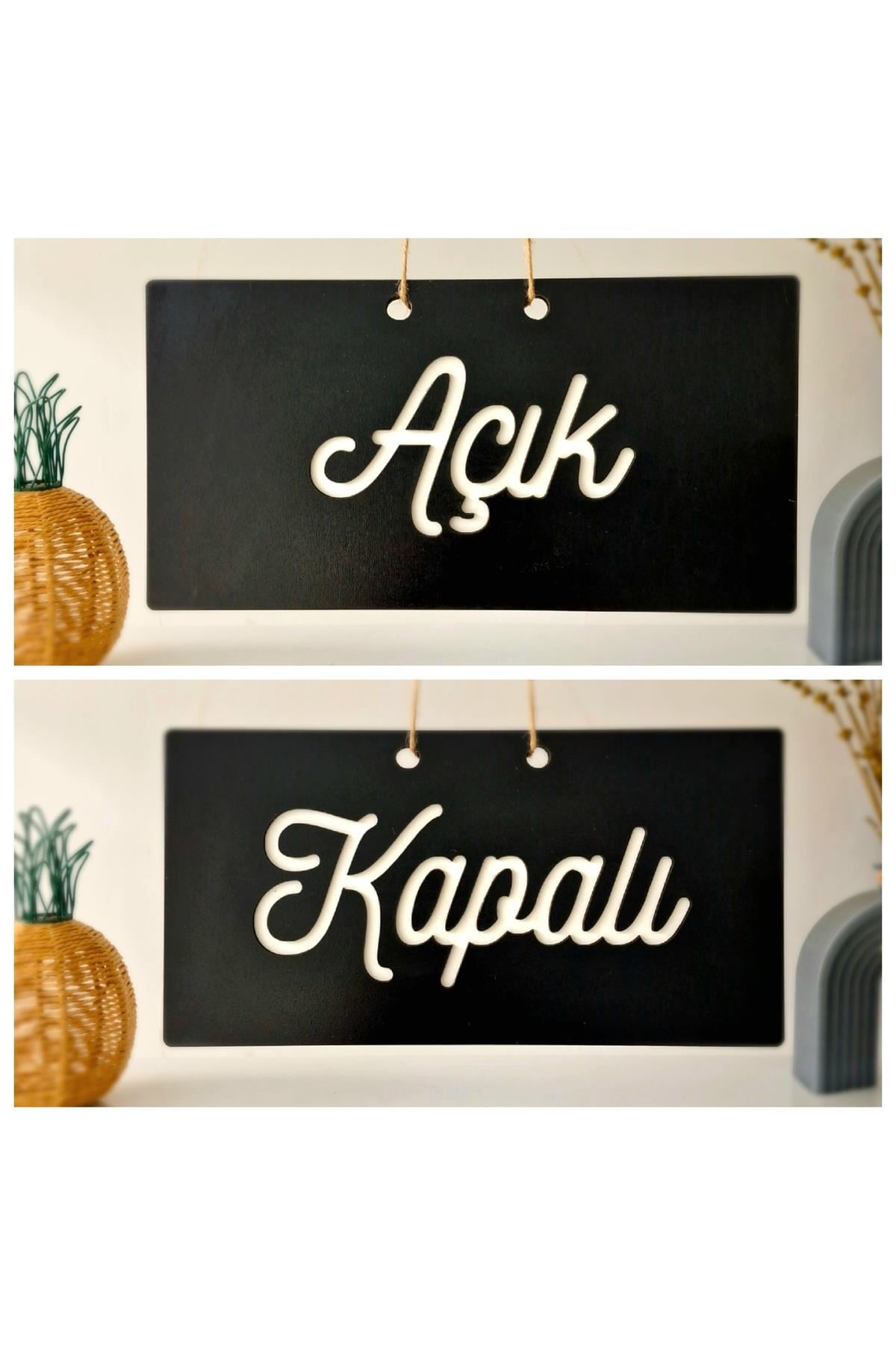 AÇIK / KAPALI Yazılı Kapı Tabelası Seti – Minimalist Tasarım Pleksi Dekor