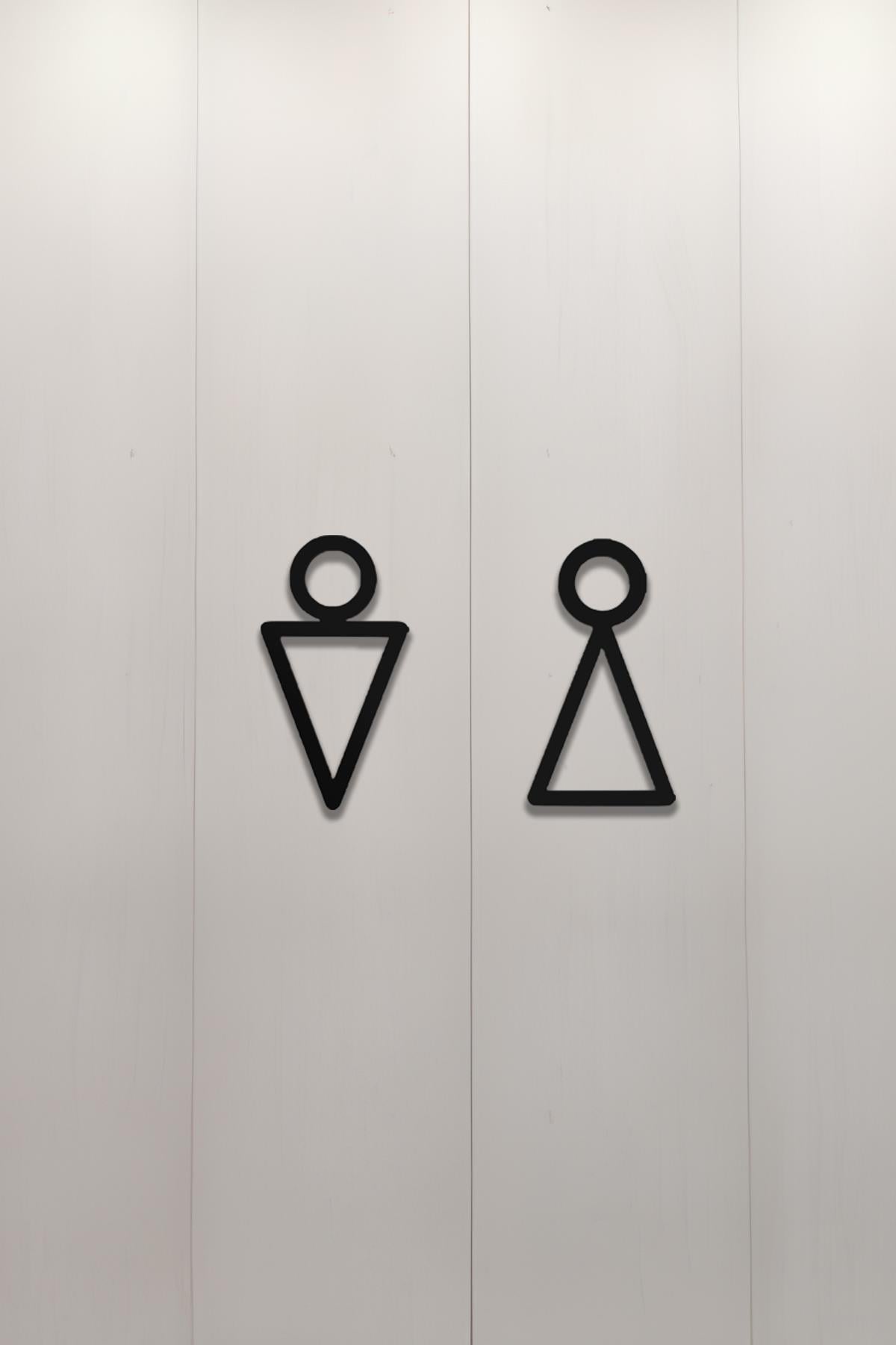 Erkek & Kadın WC Figür Tabelası – Siyah Metal Minimal Kapı Simgesi (Kapı & Kat Yönlendirme)