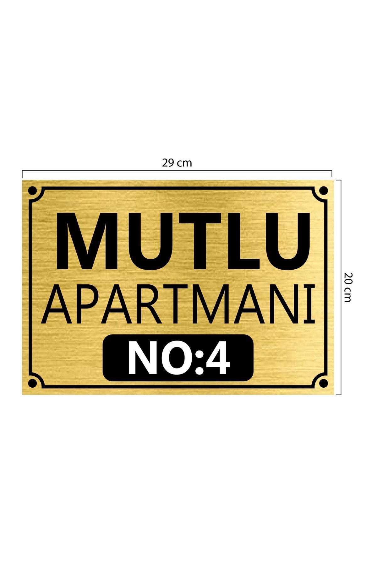 Gold Pleksi Apartman Levhası | Kişiye Özel Kapı Numarası | Global Tabela