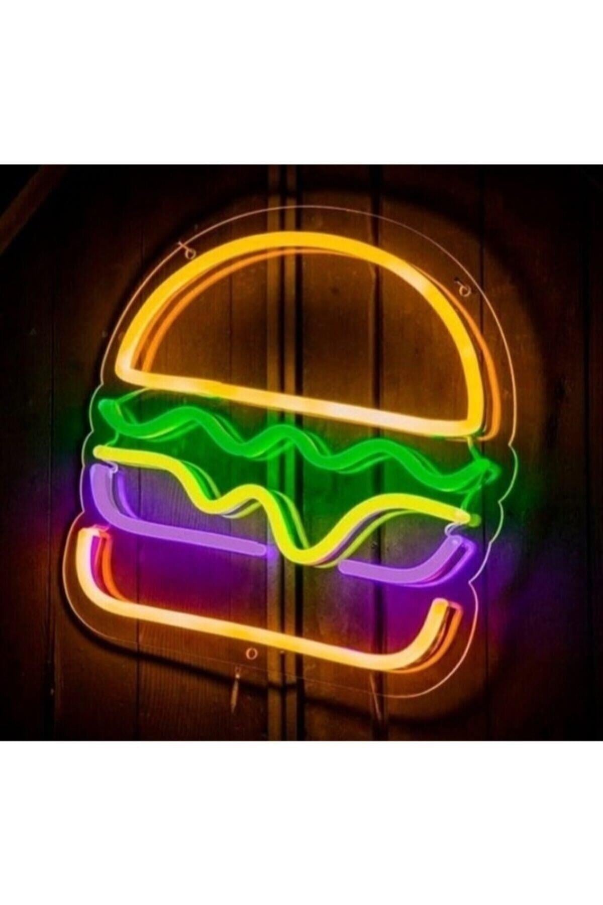 Hamburger Figürlü Neon Tabela – Café & Fast Food LED Dekor