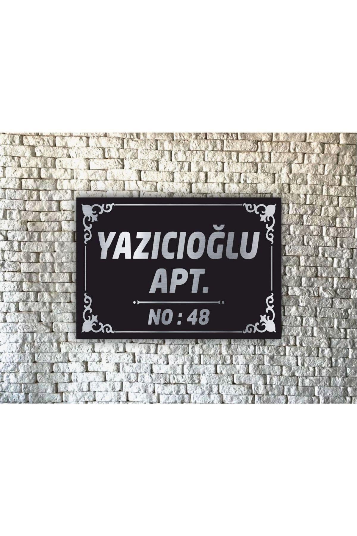 Kişiye Özel Apartman ve Kapı Girişi Tabelası – Altın Siyah Pleksi Levha