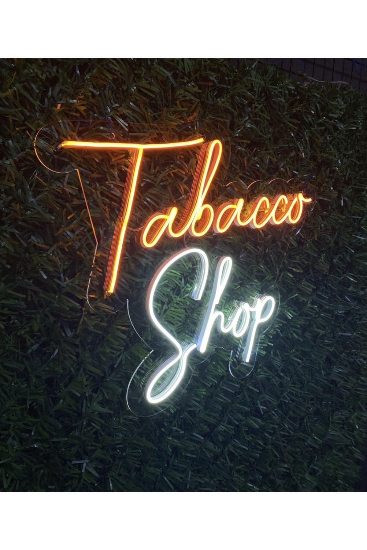 LED Neon “Tabacco Shop” Yazılı Tabela – Turuncu Beyaz Işıklı