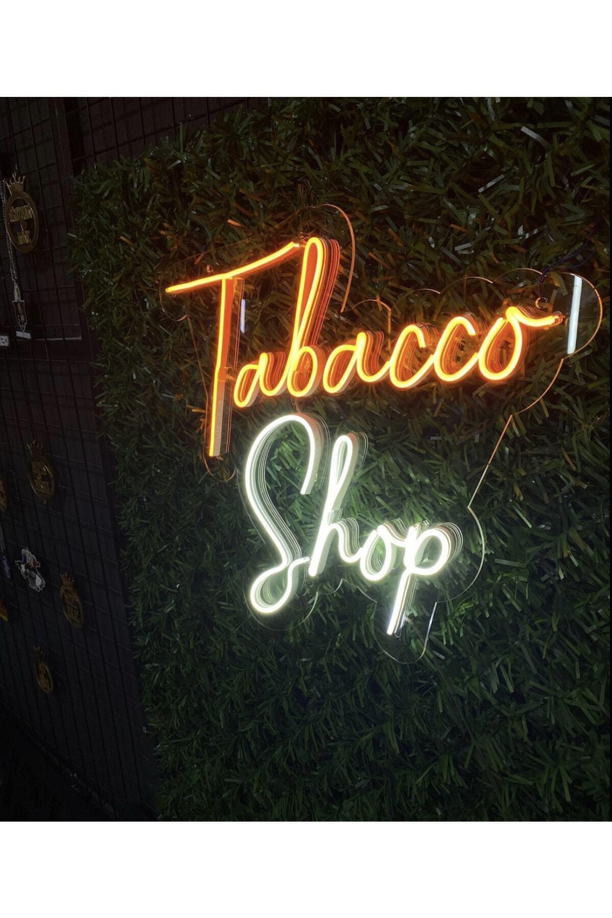 LED Neon “Tabacco Shop” Yazılı Tabela – Turuncu Beyaz Işıklı
