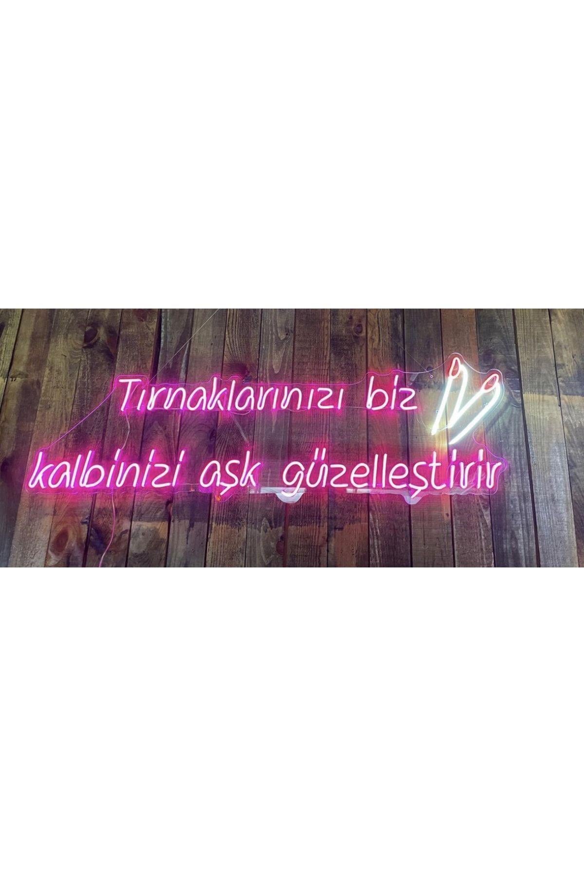 Tırnaklarınızı Biz, Kalbinizi Aşk Güzelleştirir Neon Tabela – Güzellik Salonu Dekoru