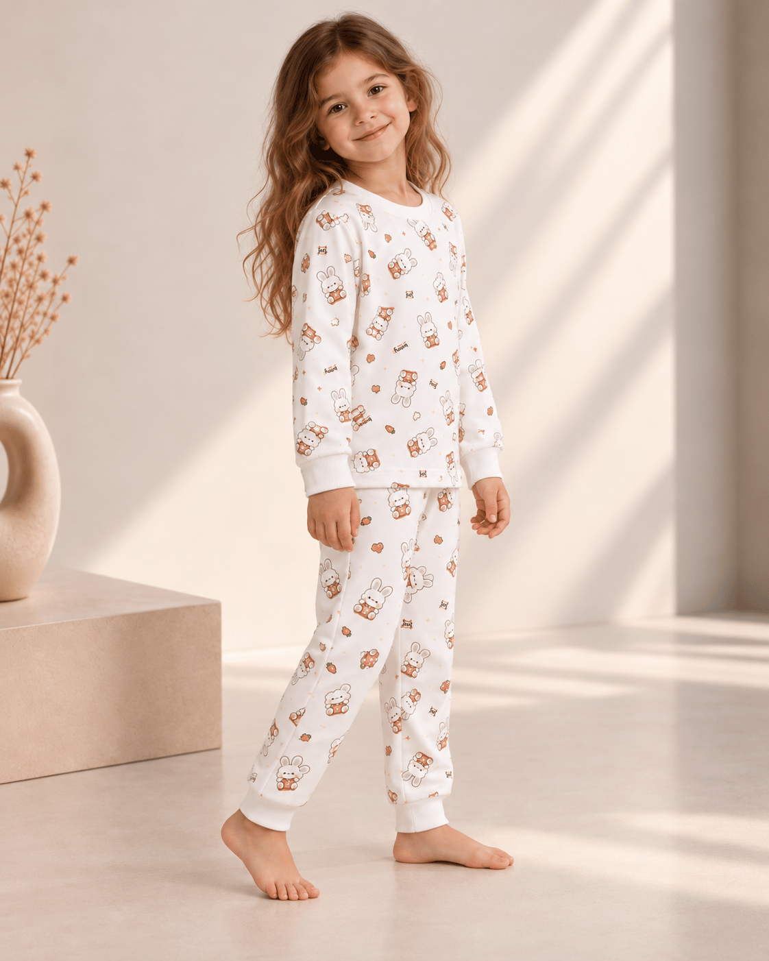 Bunny Desenli Kalın Mevsimlik Pijama Takımı (Rahat Kalıp)