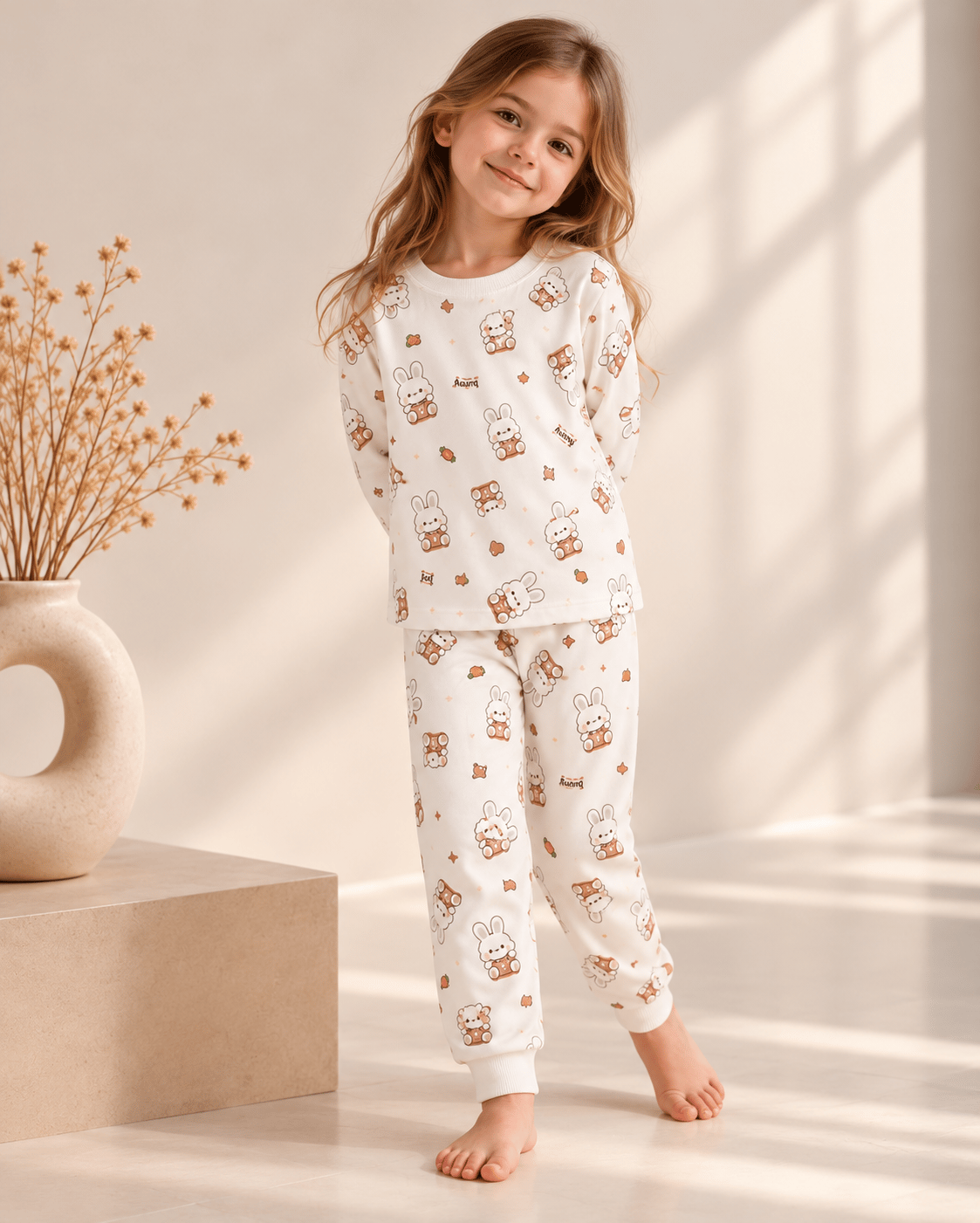 Bunny Desenli Kalın Mevsimlik Pijama Takımı (Rahat Kalıp)