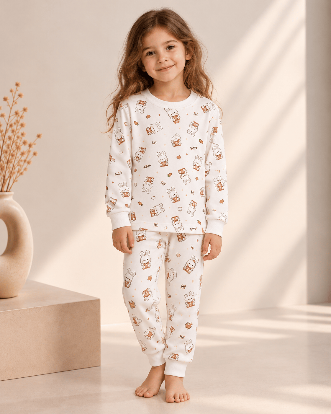 Bunny Desenli Kalın Mevsimlik Pijama Takımı (Rahat Kalıp)