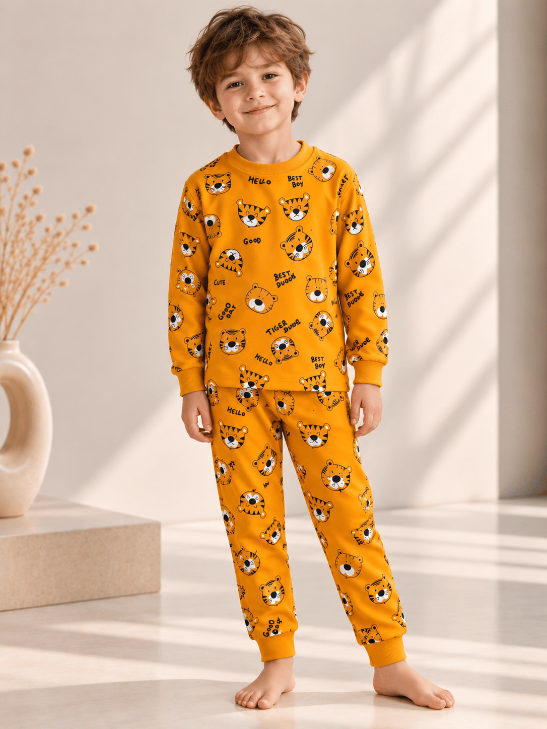 Kaplan Desenli Kalın Mevsimlik Pijama Takımı (Rahat Kalıp)
