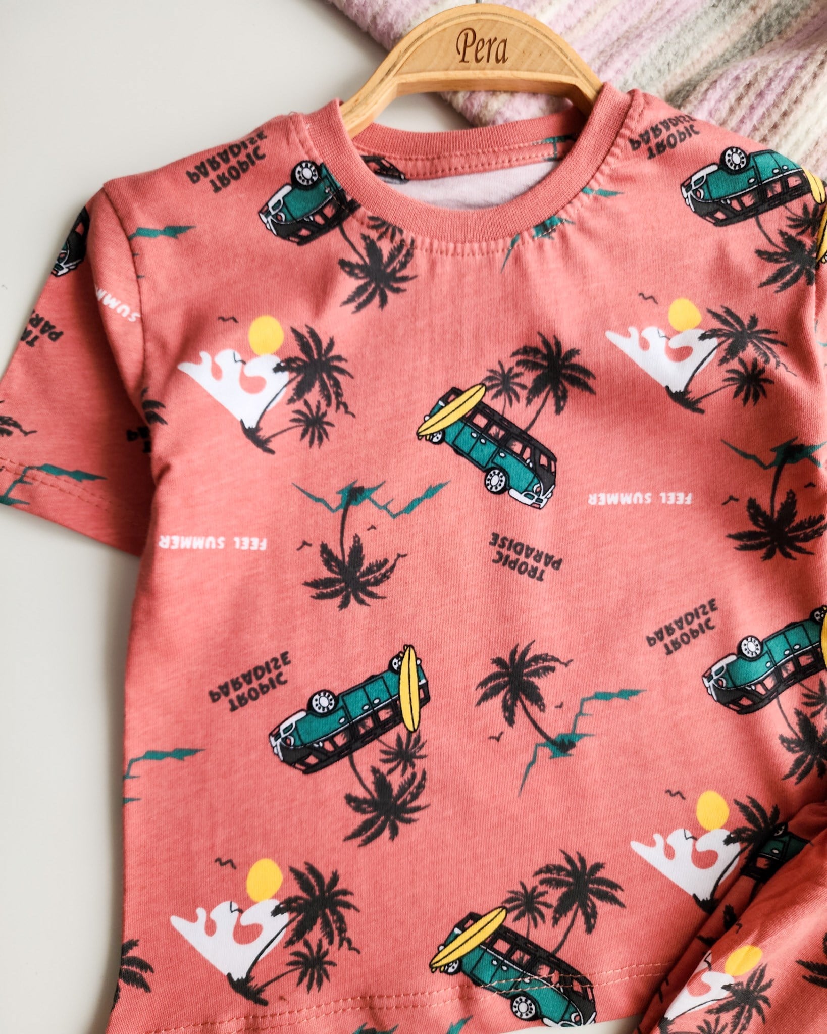 Karavan Desenli Yazlık Şortlu Pijama Takımı