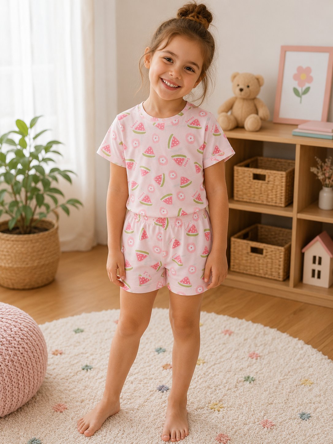 Karpuz  Desenli Şortlu Pijama Takımı