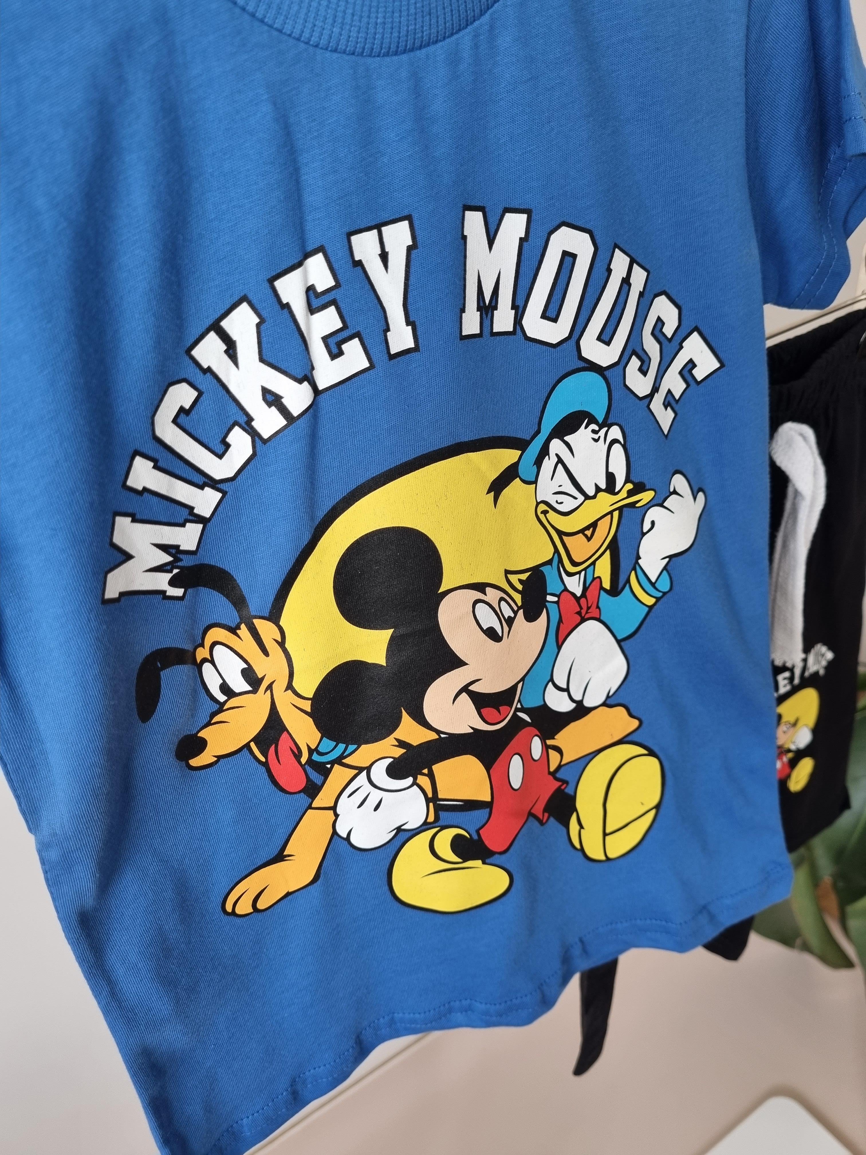 Mavi Mickey Mouse Şortlu Takım