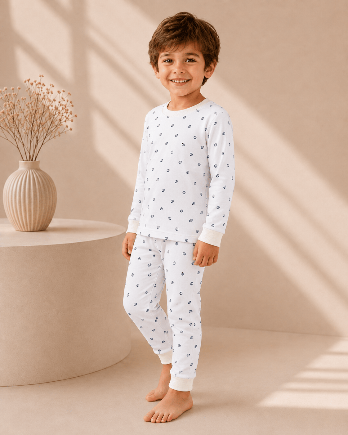Minimal Desenli İnce Mevsimlik Pijama Takımı