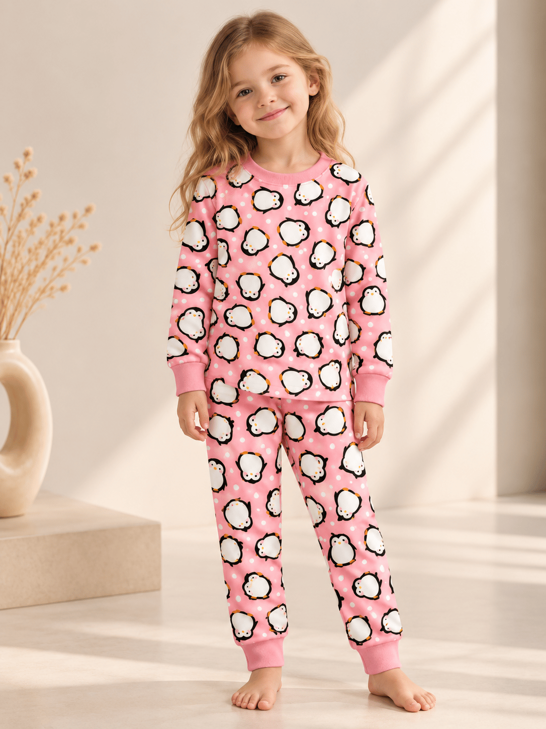 Penguen Desenli Kalın Mevsimlik Pijama Takımı (Rahat Kalıp)