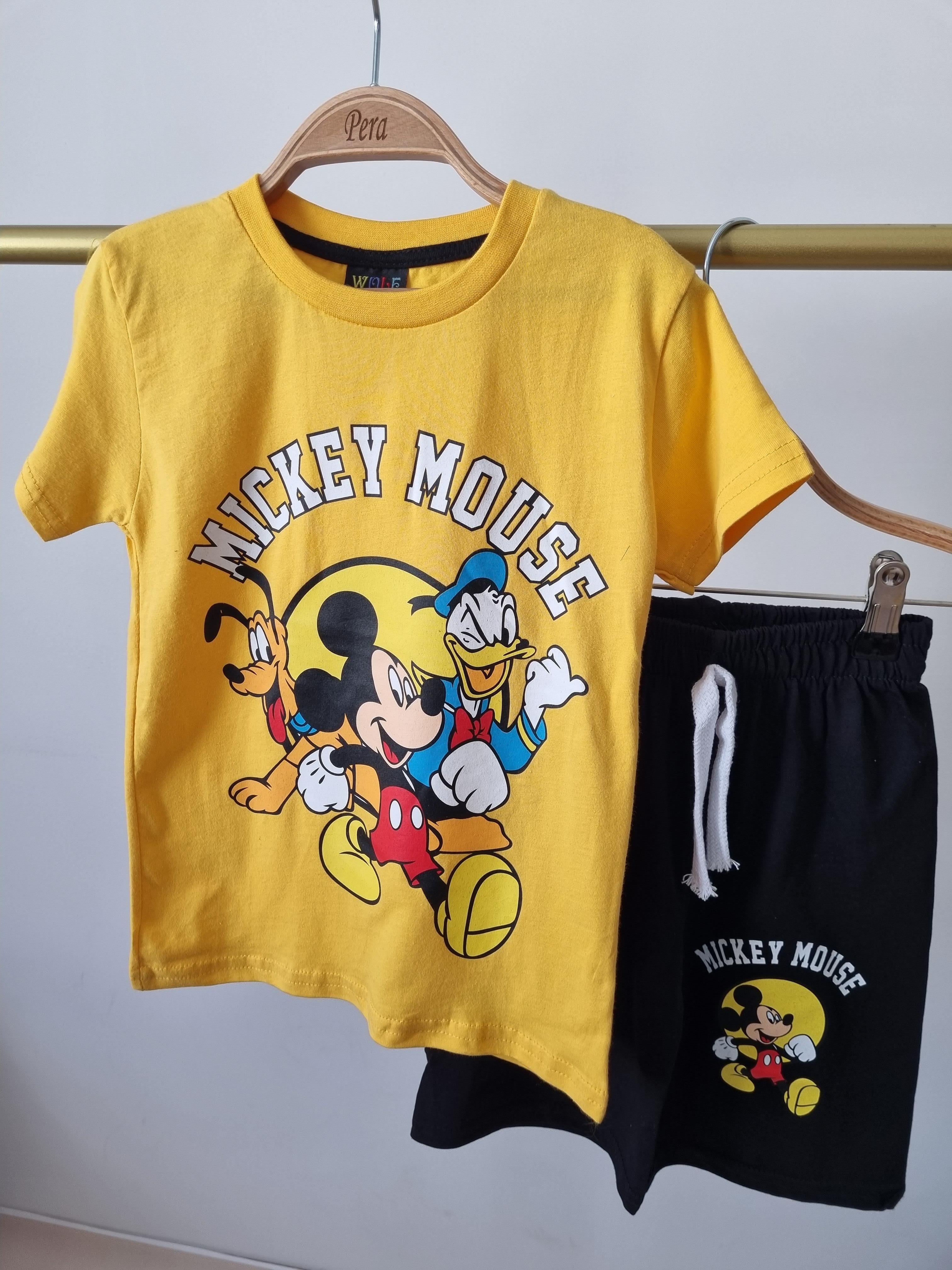 Sarı Mickey Mouse Şortlu Takım