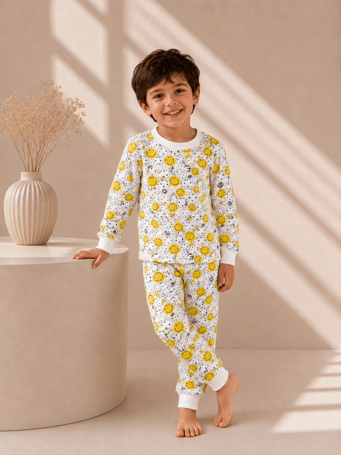 Smile Desenli İnce Mevsimlik Pijama Takımı
