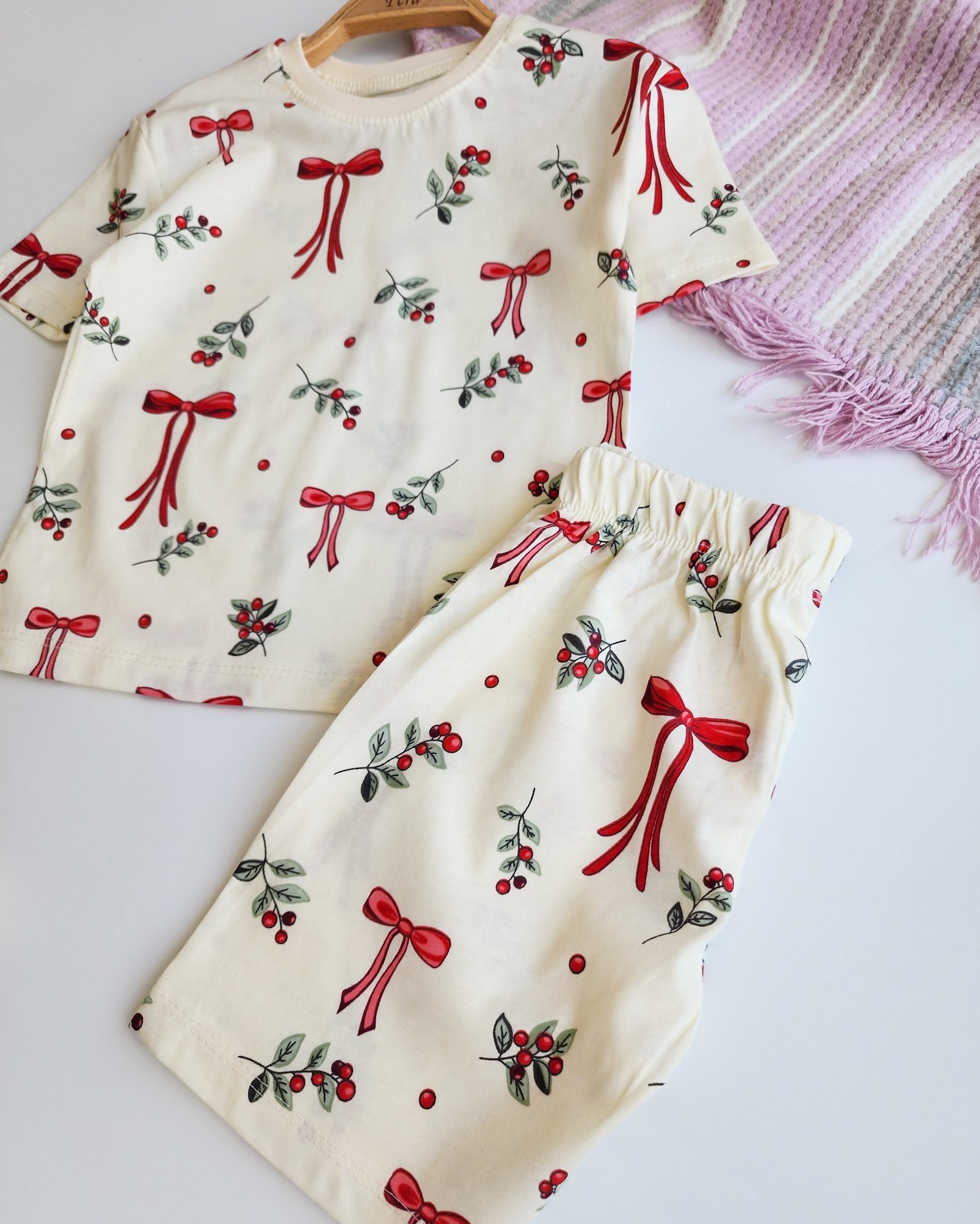 Şortlu Kurdele Desenli Pijama Takımı